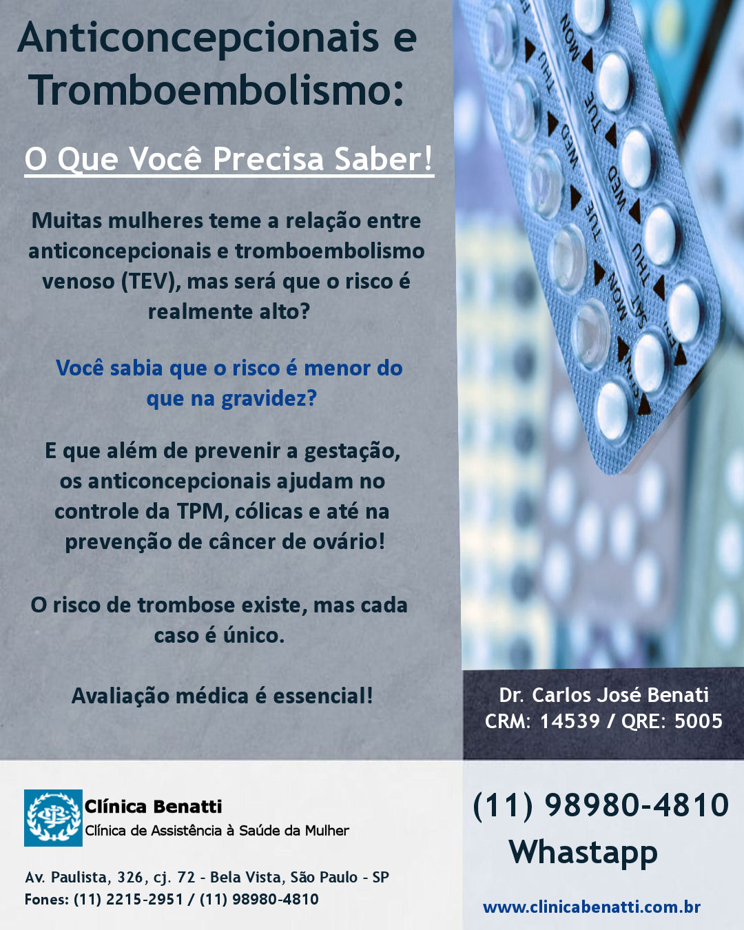 Anticoncepcionais e Tromboembolismo: O Que Você Precisa Saber?