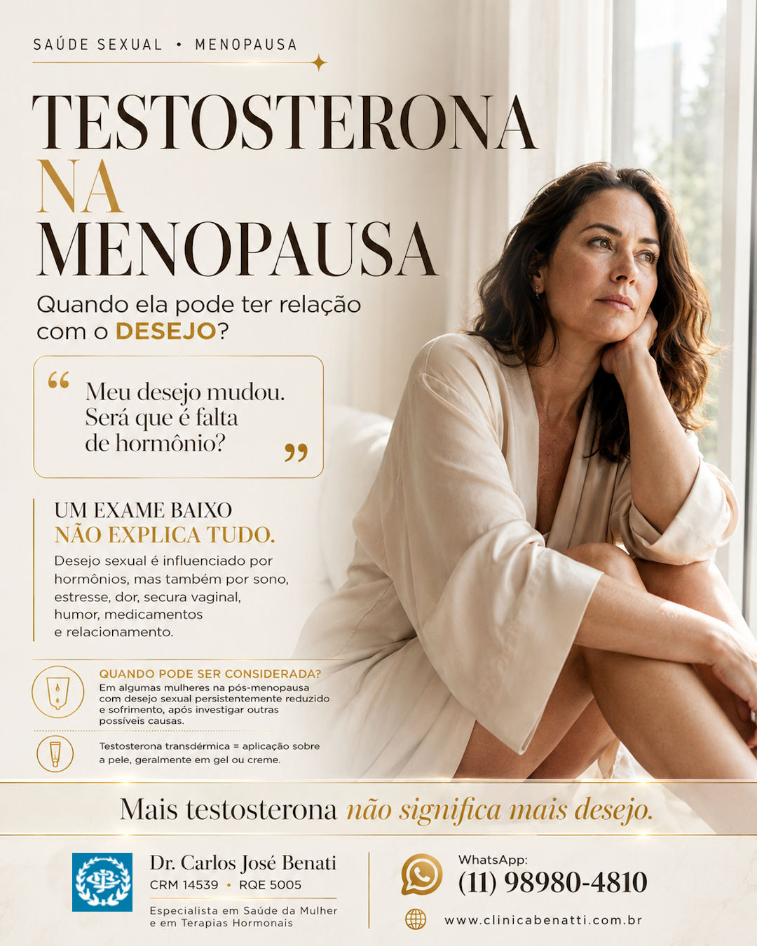 Avaliação médica sobre testosterona e desejo sexual na menopausa