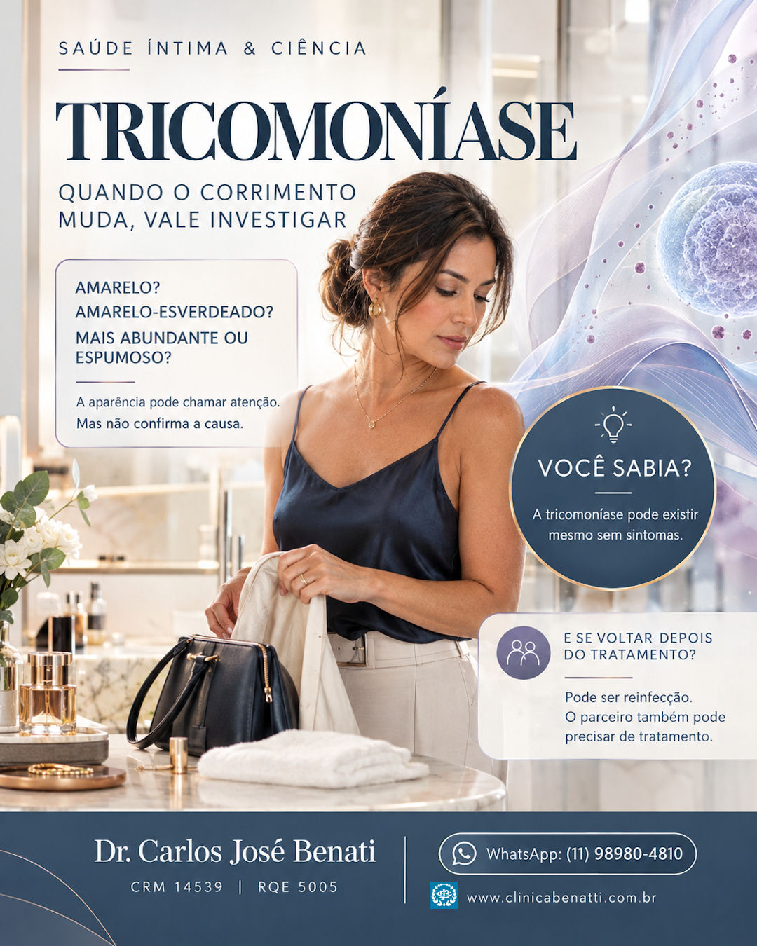 Avaliação ginecológica para corrimento e tricomoníase