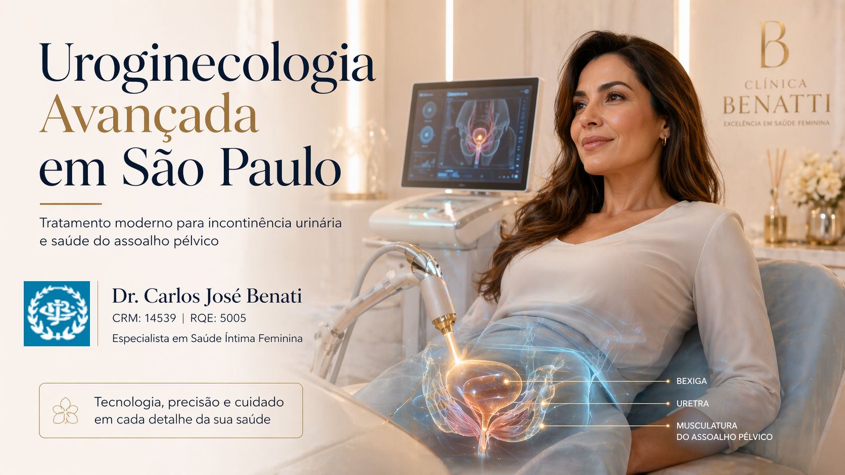 Tratamento de incontinência urinária feminina com laser vaginal em São Paulo na Clínica Benatti com Dr. Carlos José Benati especialista em uroginecologia